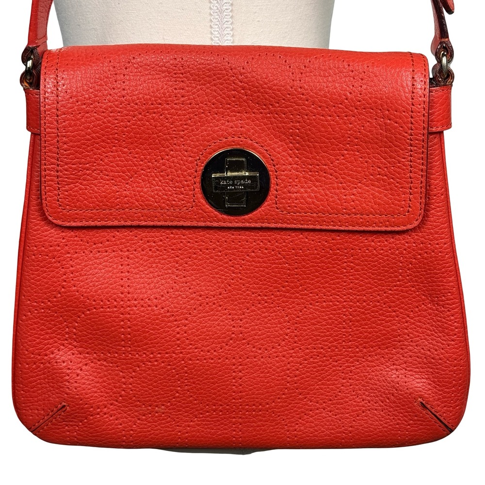Kate Spade New York Street Noel Double Vanessa Red Leather Crossbody Bag Purse - Picture 2 of 14